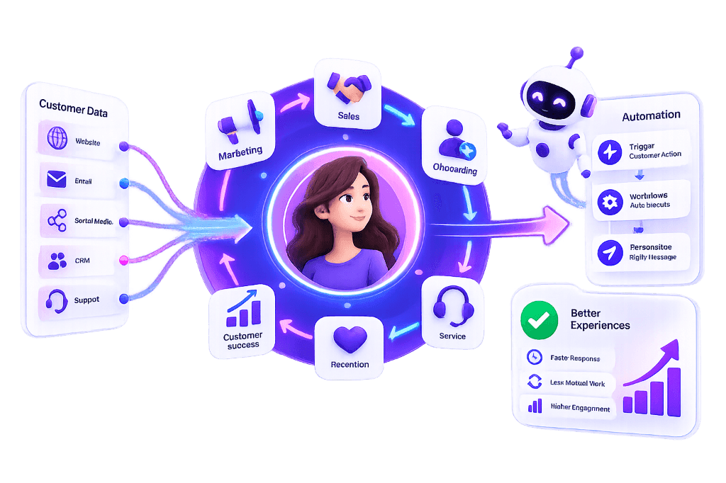 Customer 360 Customer Journey Automation Visual by NuageCX