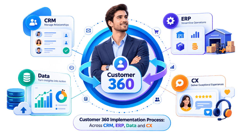 Customer 360 Implementation Process Architecture: Across CRM, ERP, Data and CX