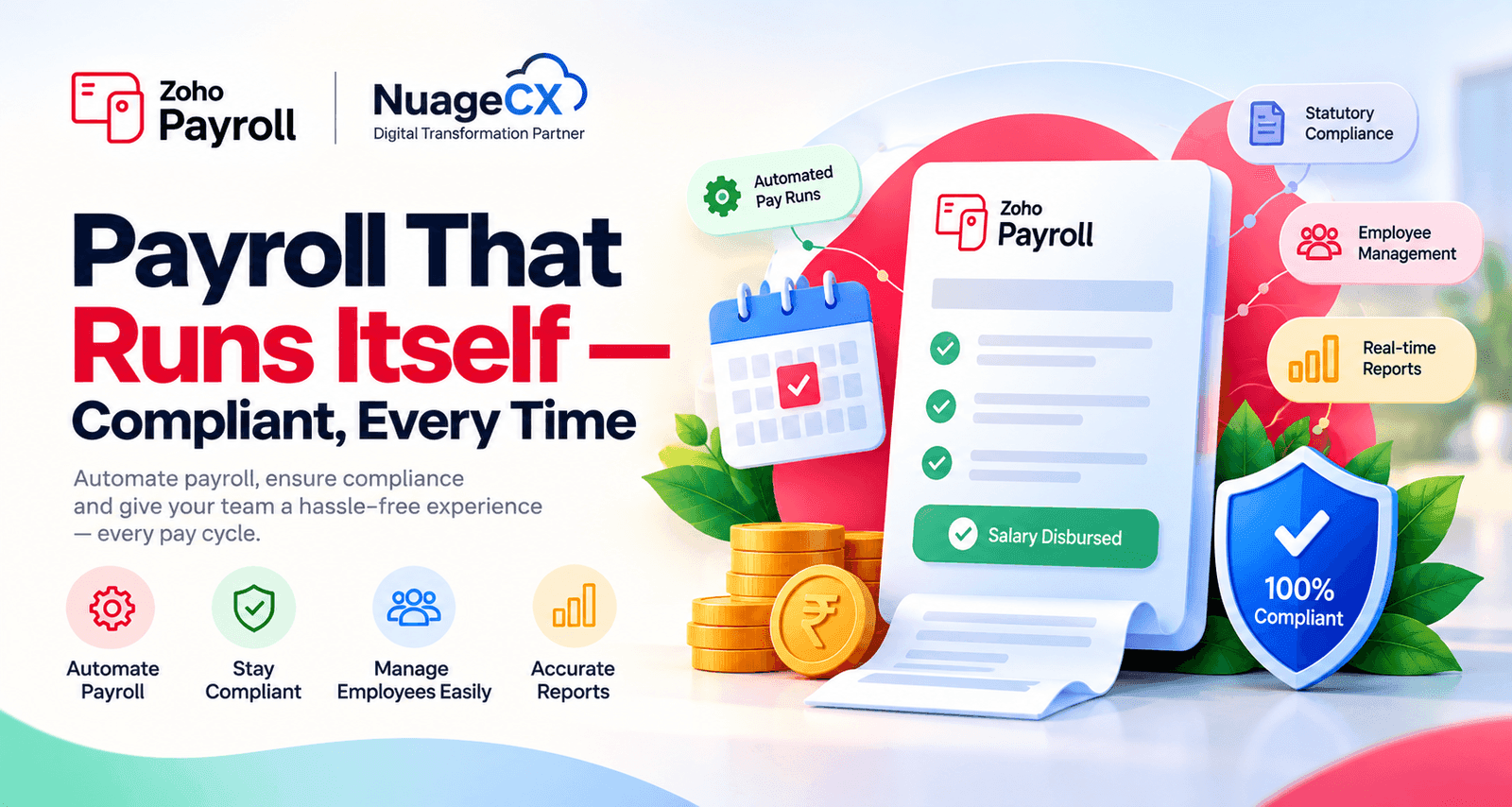 Zoho Payroll Ad Campaign | Payroll That Runs Itself — Compliant, Every Time | NuageCX