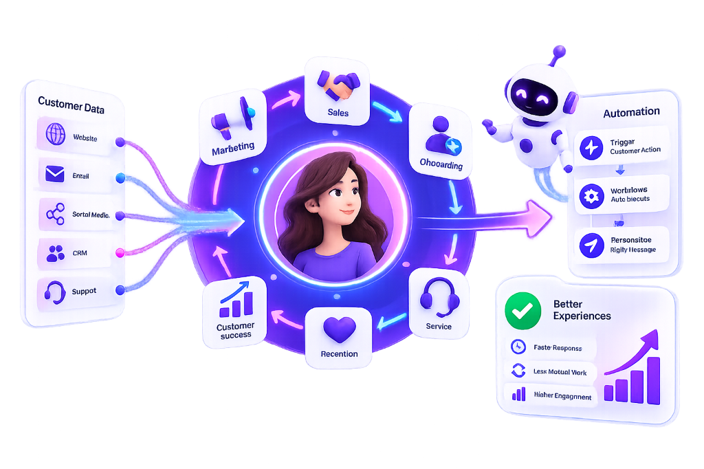 Customer 360 Customer Journey Automation Visual by NuageCX