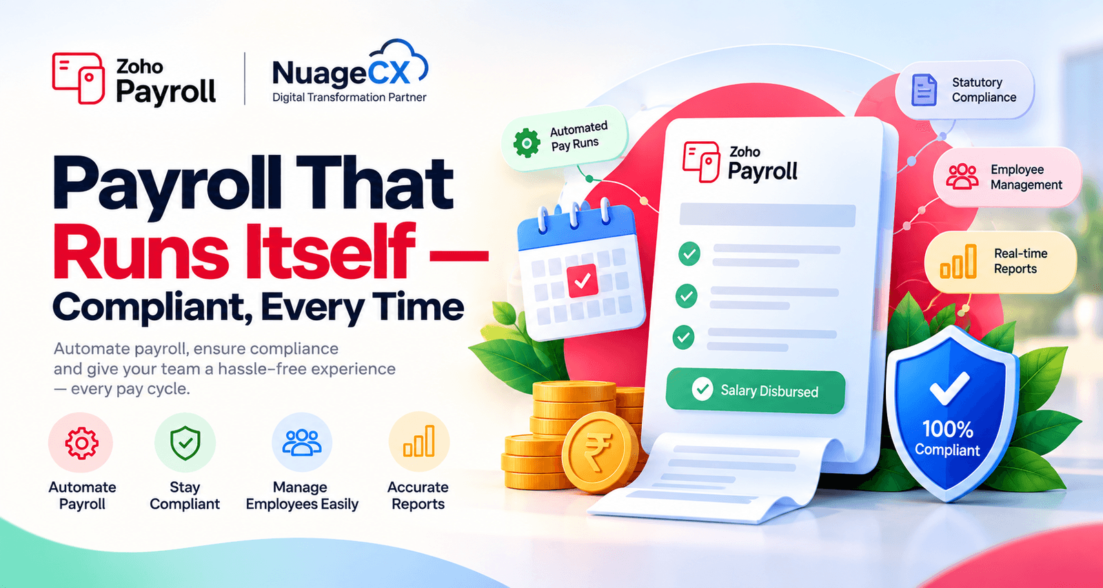 Zoho Payroll Ad Campaign | Payroll That Runs Itself — Compliant, Every Time | NuageCX